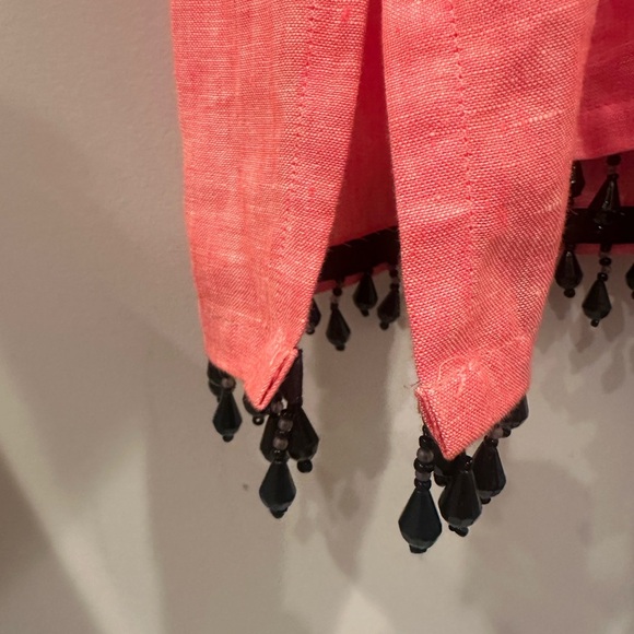 Land's End 100% Linen Coral Tunic Top Embellished Coastal Relaxed Resort Size 1X - Picture 8 of 10